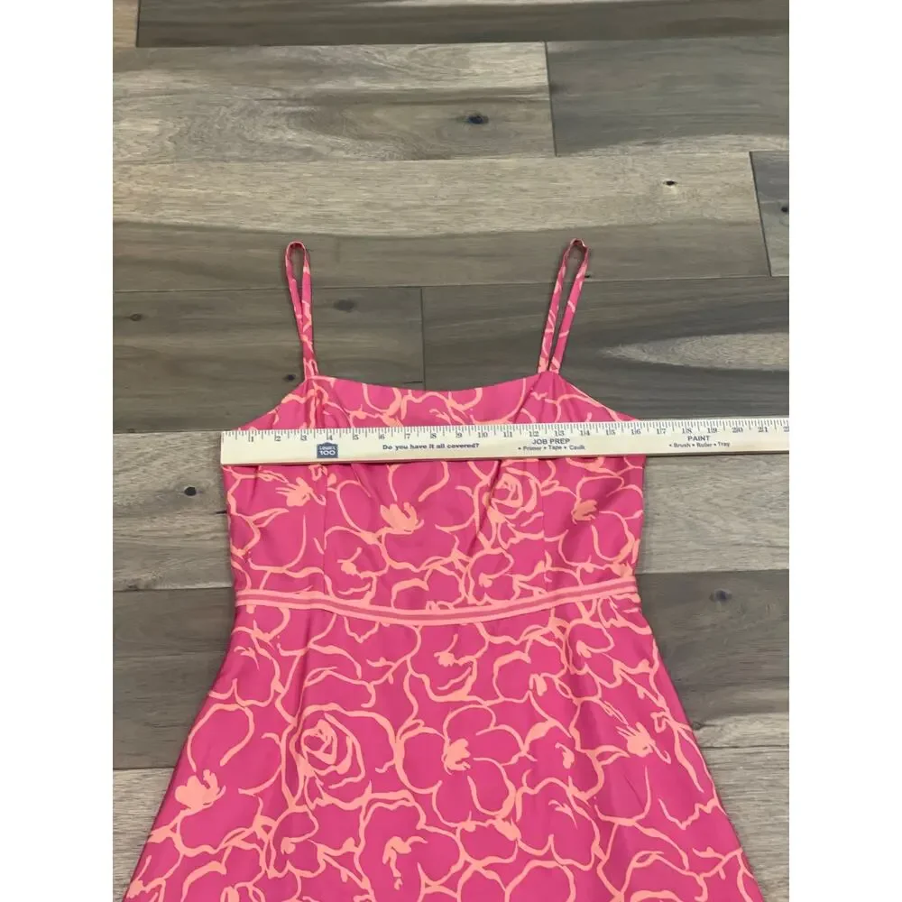 Ann Taylor Dress Silk Pink Coral Floral Size 8
